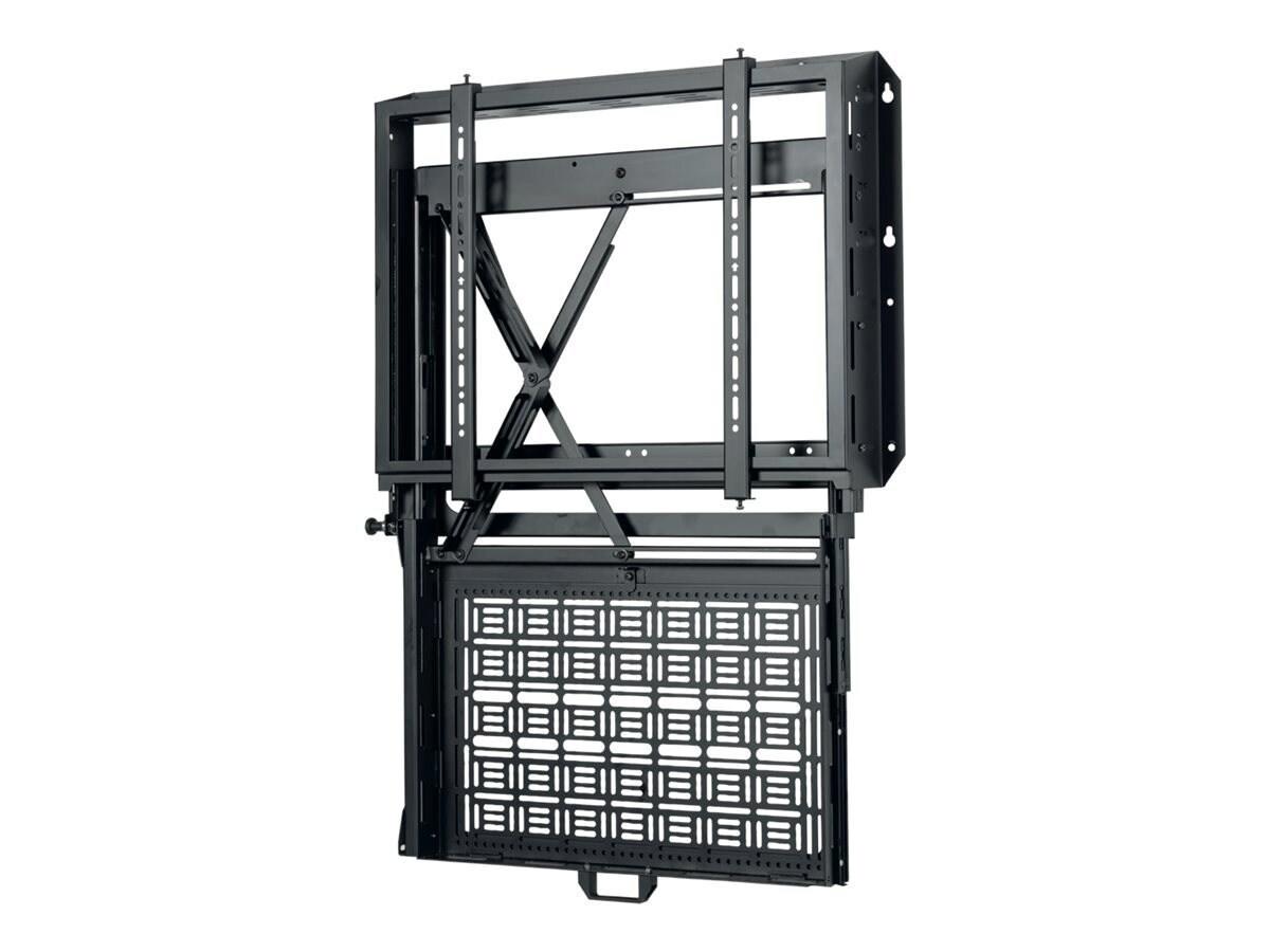B-Tech Flat Screen Wall Mount With Pull-Down Av Storage Tray For 49"-86" Displays - Black