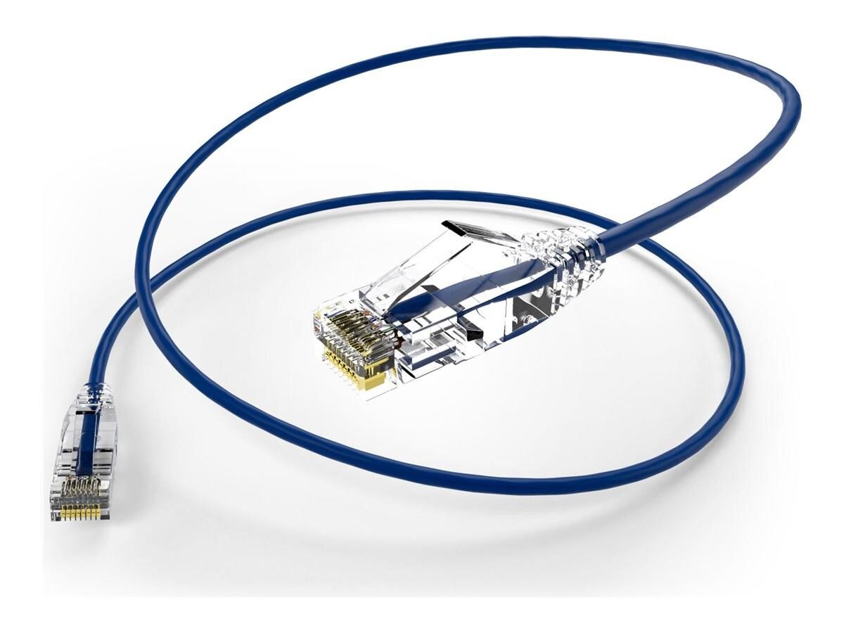 Unc Group Unc ClearFit Slim High Density Cat6 Utp Patch Cable, Blue, 1FT, Taa