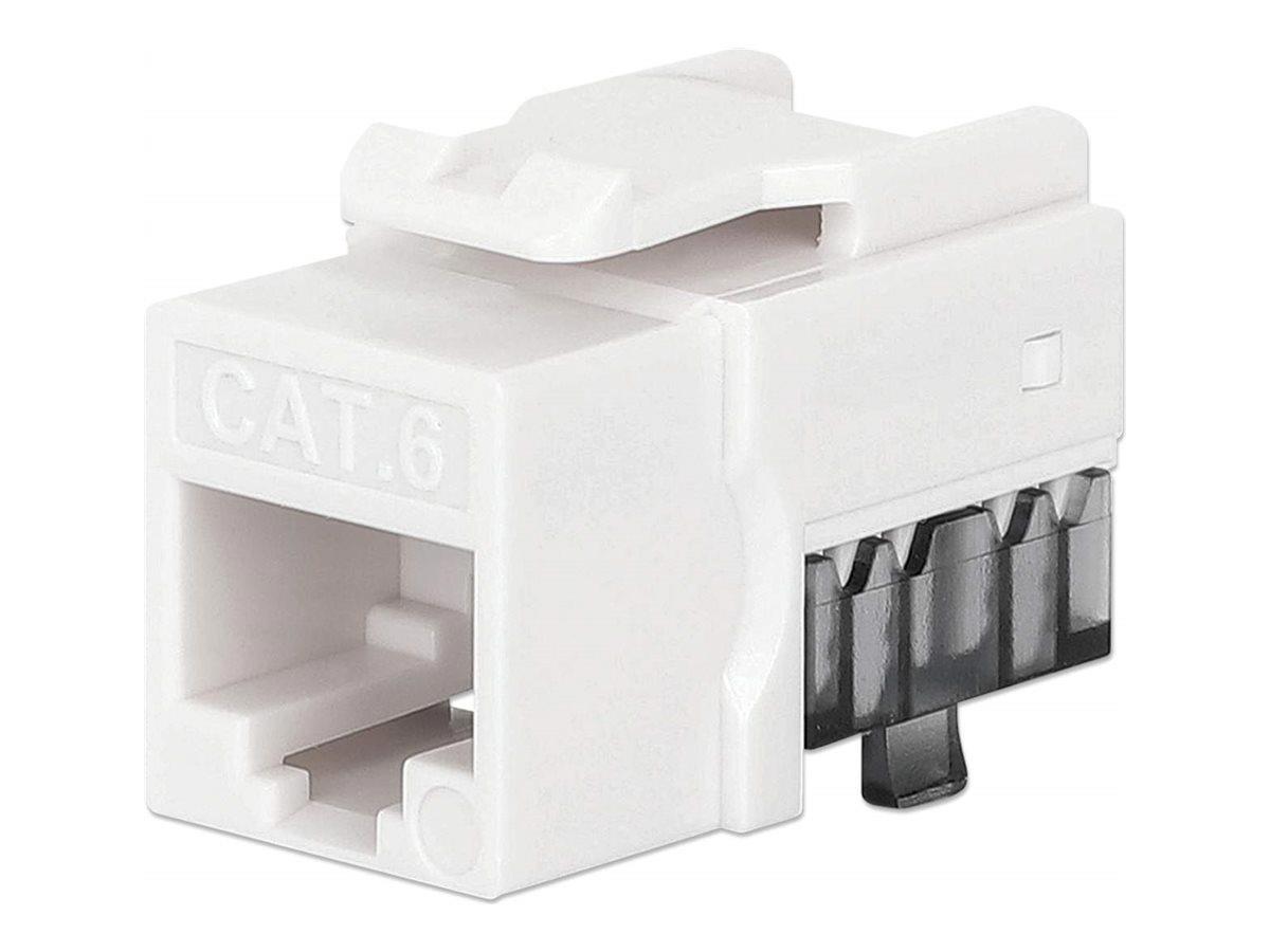 Intellinet Cat6 Slim Keystone Jack With Punch-Down Stand, White, 25-Pack