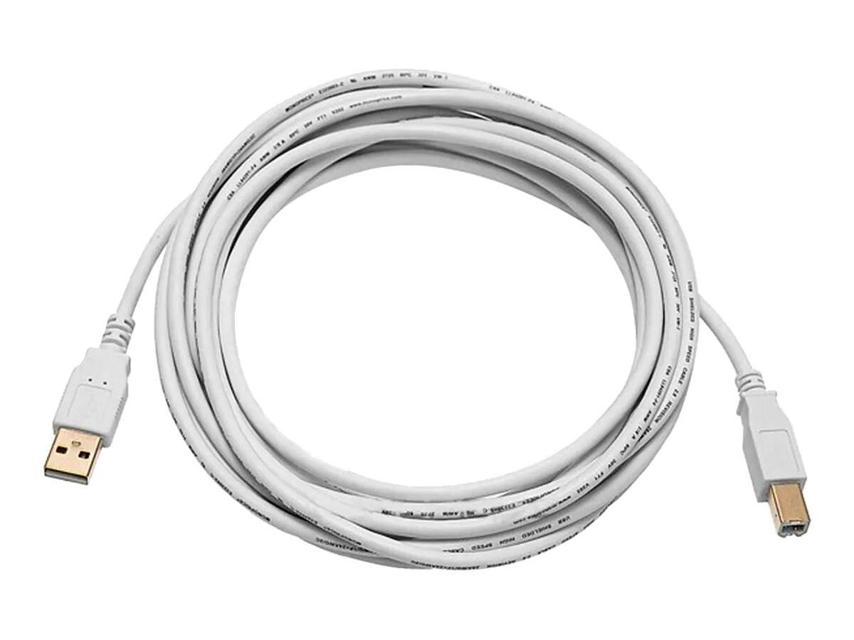 Monoprice 28/24Awg Usb 2.0 Type A To Usb Type B Gold Plated Cable, White, 10FT