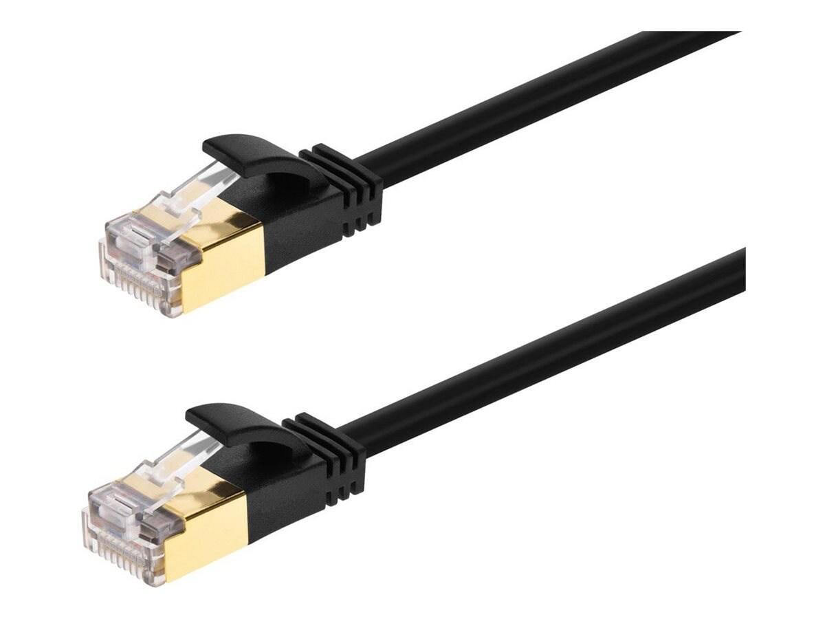 Monoprice Cat6a 36Awg S/FTP Pure Bare Copper Snagless Patch Cable, Black, 1FT