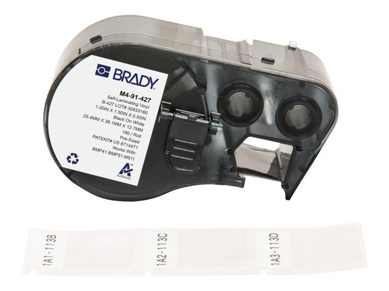 Brady 1.5" X 1" Self-Laminating White Vinyl Wrap Around Label Roll W/ Ribbon For M4 & M5 (180 Labels)