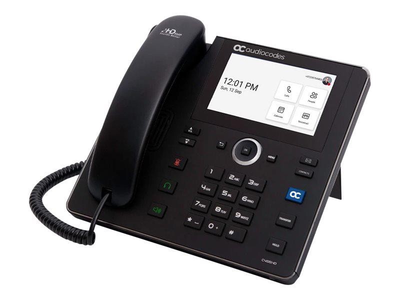 AudioCodes C455HD-DBW IP Phone - Corded/Cordless - Corded/Cordless - Bluetooth, Wi-Fi - Wall Mountable - Black - TAA Compliant