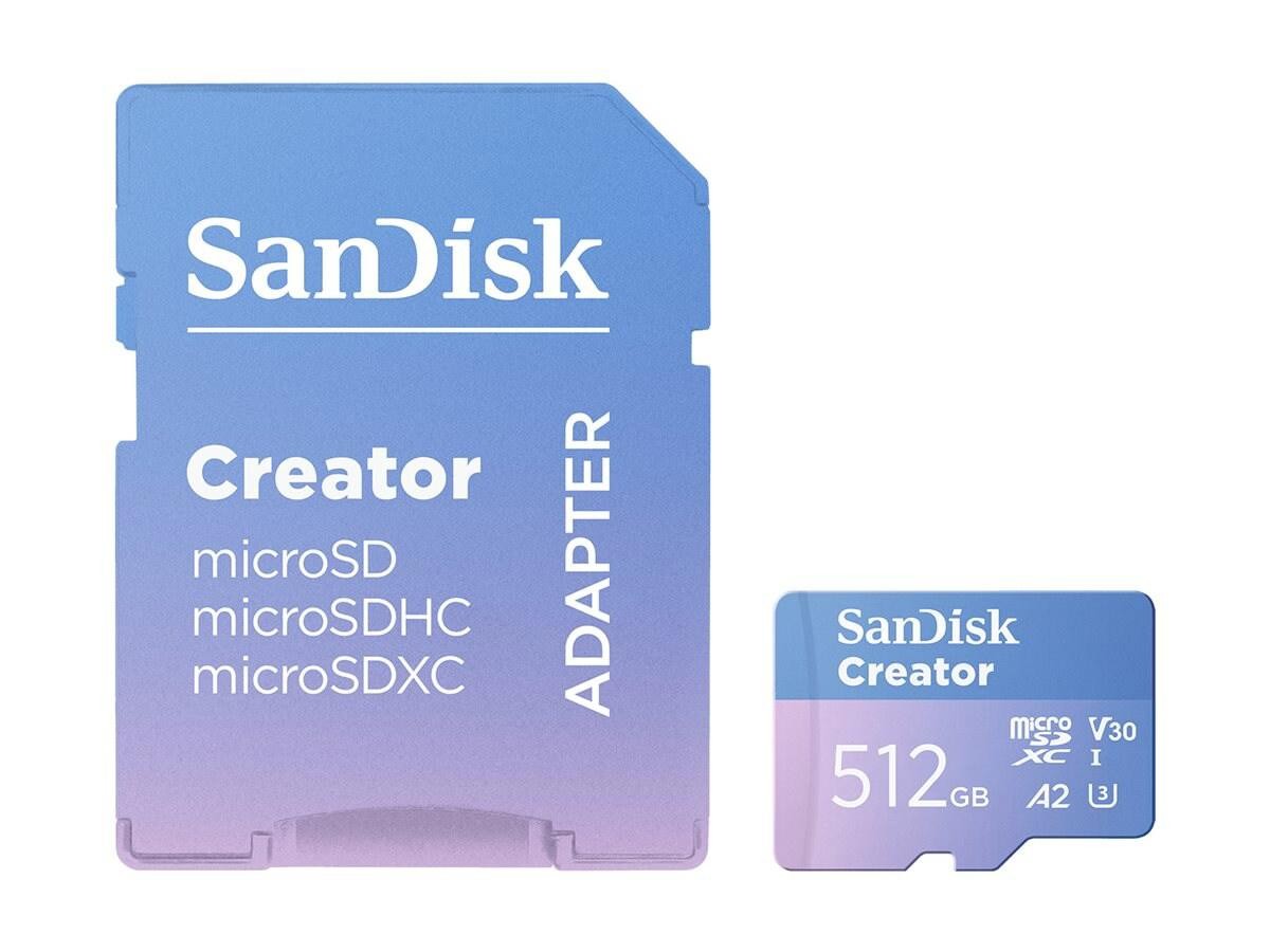 SanDisk 512GB Creator Series Uhs-I microSDXC Memory Card With SD Adapter, Class 10