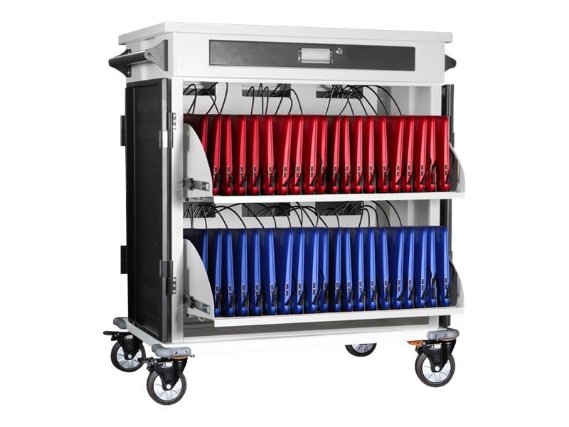 Power Technologies Anywhere Cart 40-Bay Adjustable Secure Charging Cart For Chromebooks, iPads, Tablets And Laptops Up To 15"