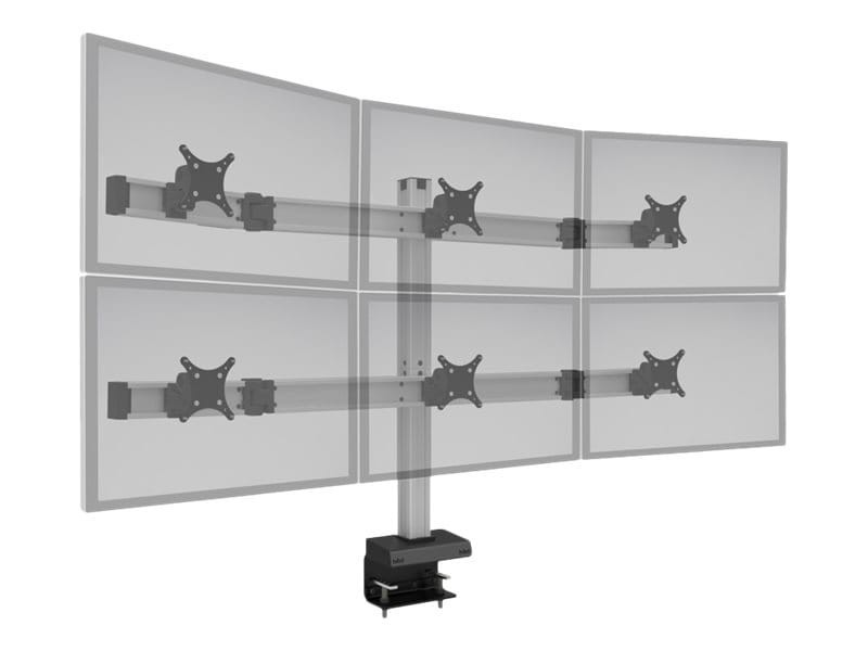 Human Active Technology Ergotech Bild 3 Over 3 Monitor Array With Static Column And Through Mount, Black