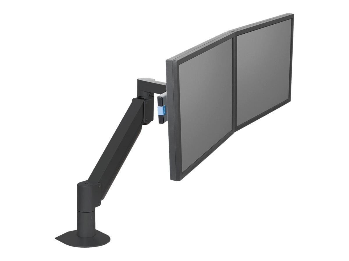 Human Active Technology Ergotech Dual Monitor Arm With 27" Reach For 9-21LB Displays, Black