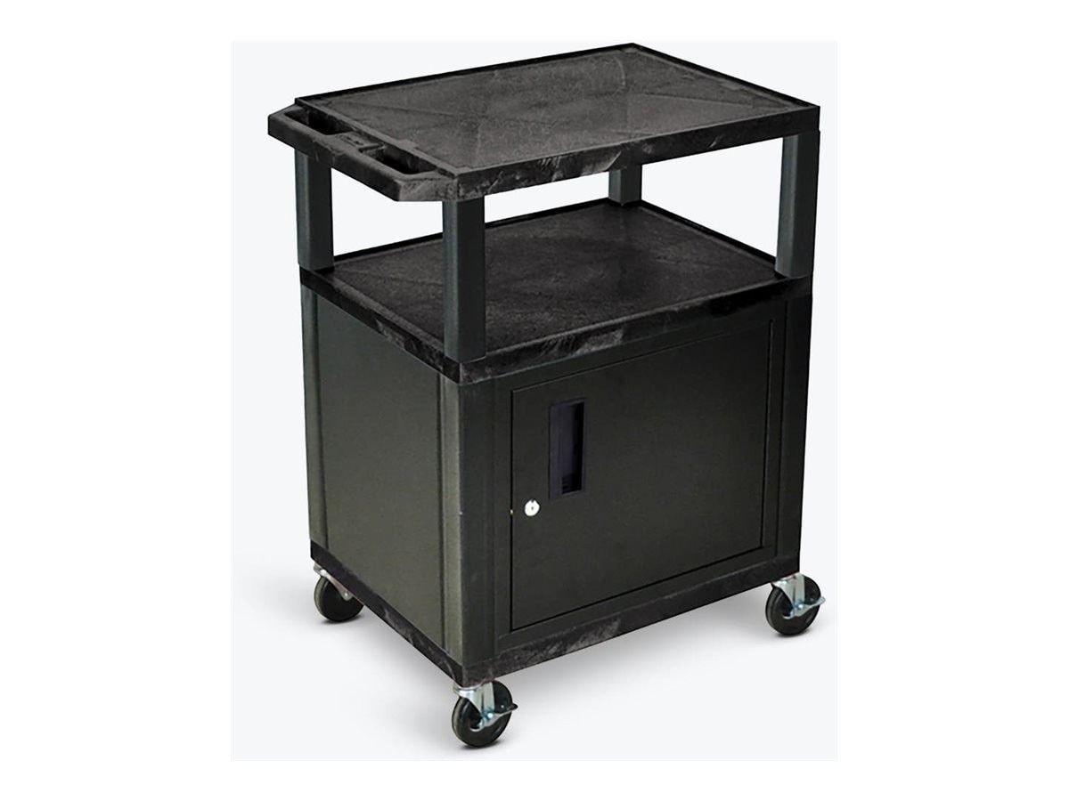 Luxor Tuffy A/V Cabinet Cart With Two Shelves, Black