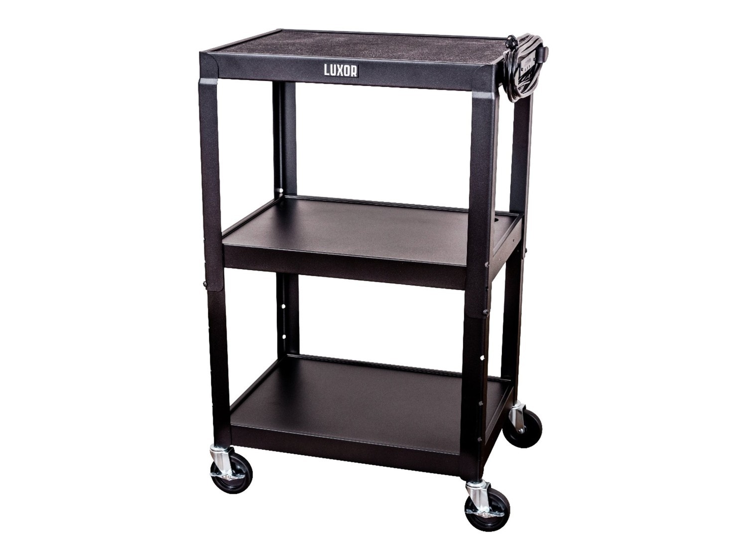 Luxor Adjustable Height Steel A/V Cart - Three Shelves
