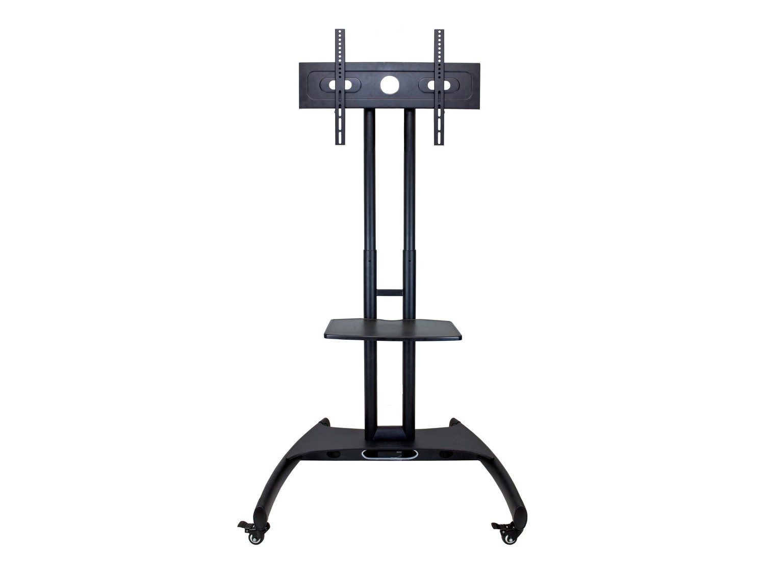 Luxor Adjustable Height Rolling Flat Panel Cart With Accessory Shelf
