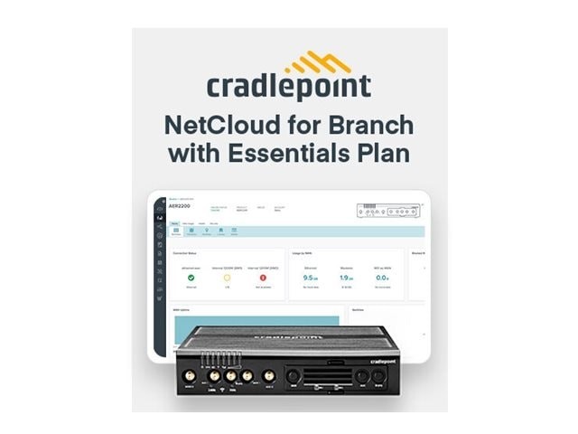Ericsson Enterprise Wireless Solutions Cradlepoint 1-Year NetCloud Branch Essentials Plan W/ Aer2200 Router W/ WiFi (600 MBPS Modem)