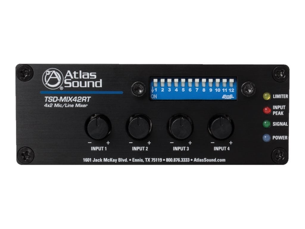 Atlas Sound 4X2 Mic/Line Mixer W/ Priority Sense & Remote Control