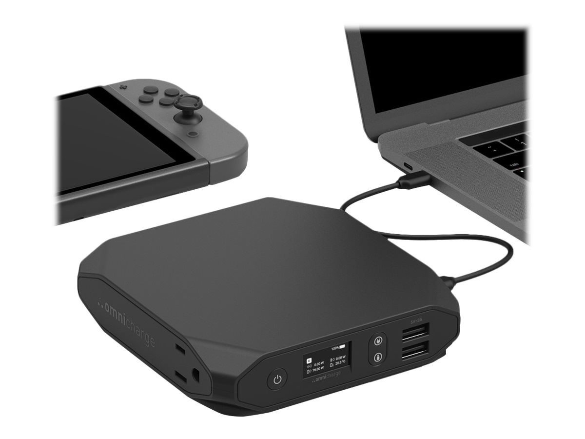 Omnicharge Omni20+ 20400mAh 100W 5A Power Bank, 4-Pin Usb, 2.1MM & 5.5MM DC Jacks, 18-Pin Usb-C