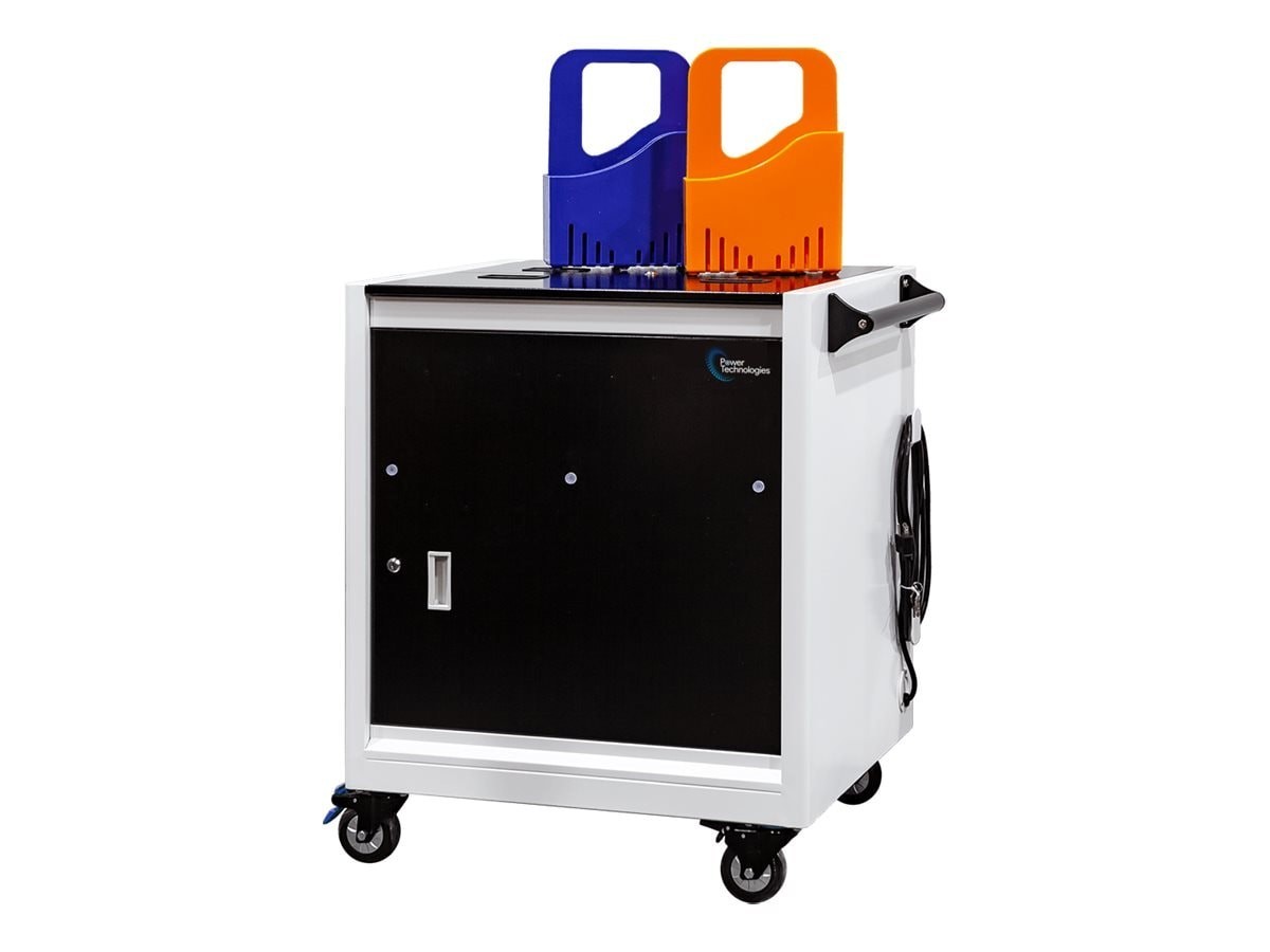 Power Technologies Anywhere Cart 32 Device Secure Charging Cart With Carry Out Baskets, Intelli-Sense Smart Charging System