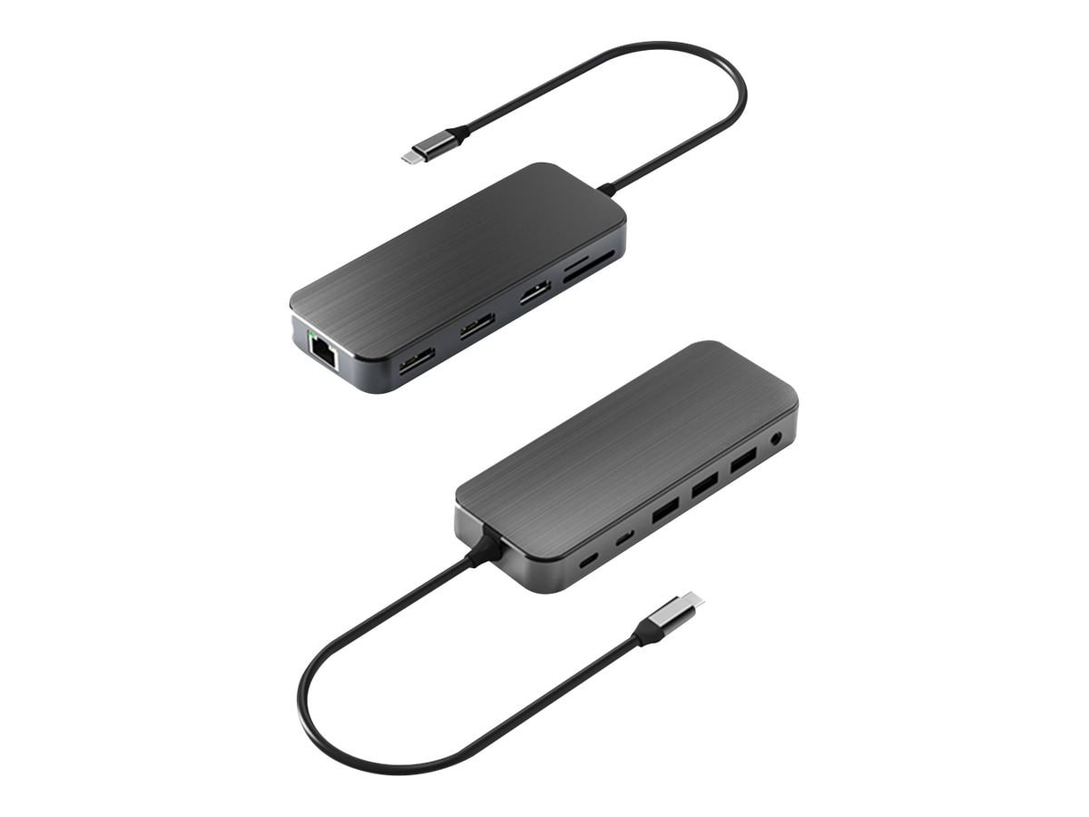 B3e 12-In-1 Usb-C Hub 2X DP, 1X Hdmi, 100W PD, 3 X Usb, 1 X Usb-C, RJ45, SD/TF, 3.5MM