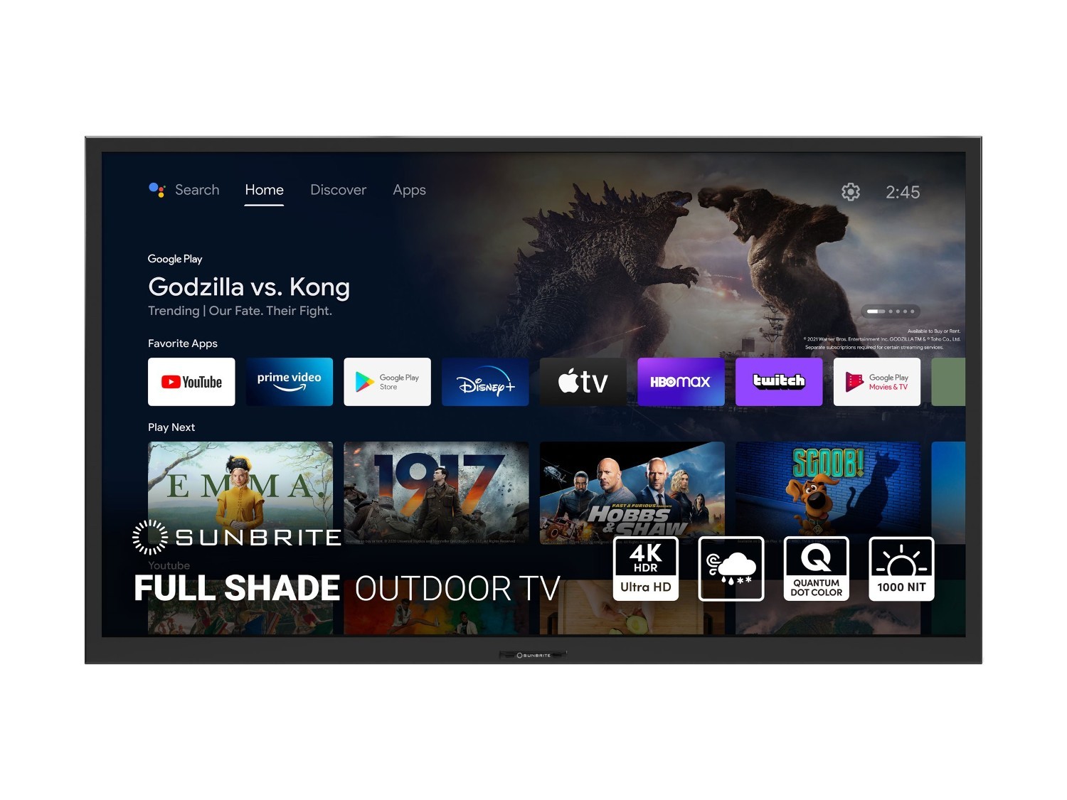 Sunbritetv 55" Veranda 3 Full-Shade 4K HDR Outdoor Smart TV