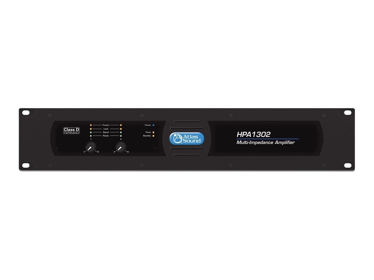 Atlas Sound 2Ru Dual-Channel 1300W Commercial Amplifier, Black