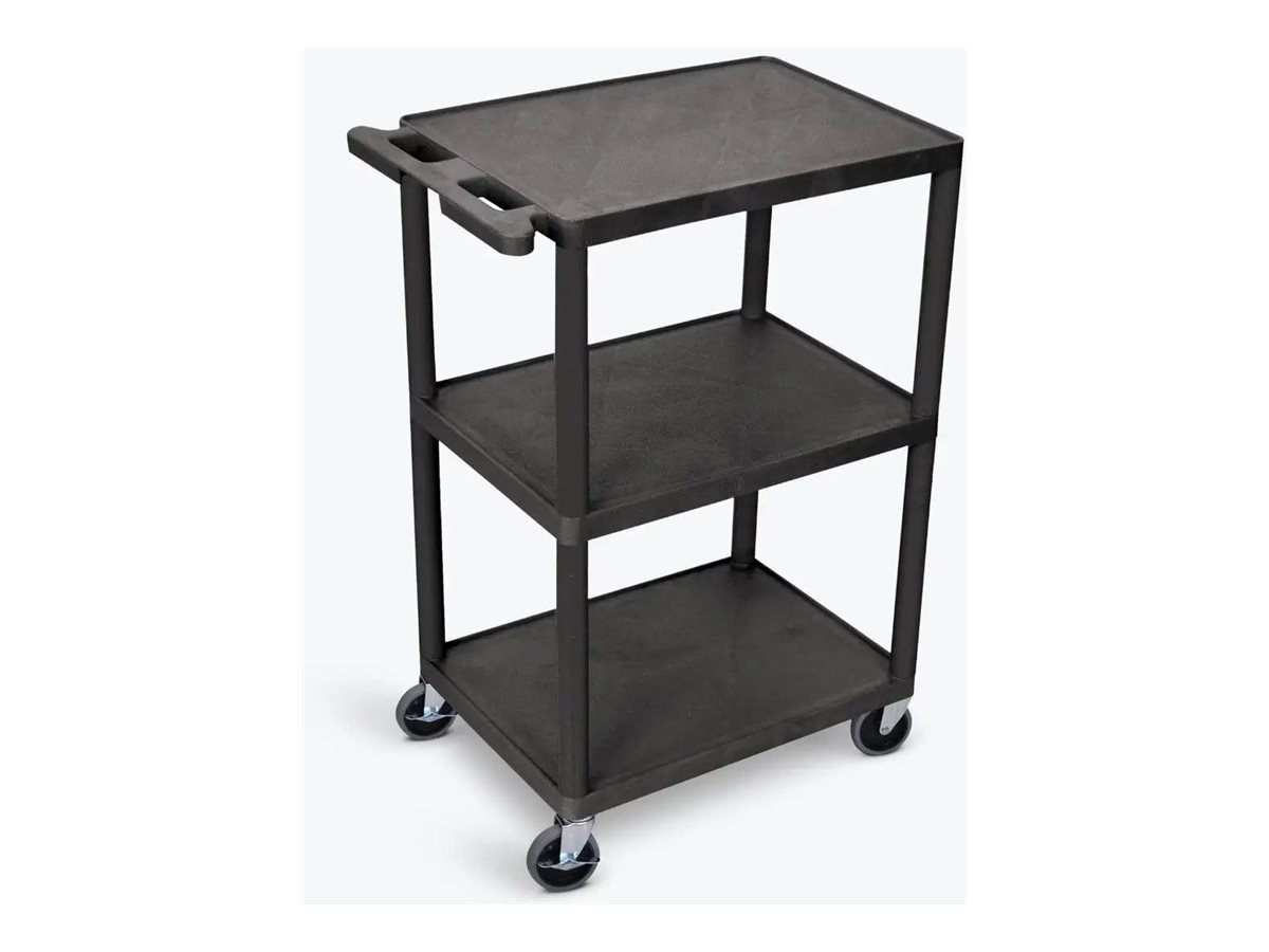 Luxor 24" X 18" X 43" 3 Shelf Utility Cart - Black