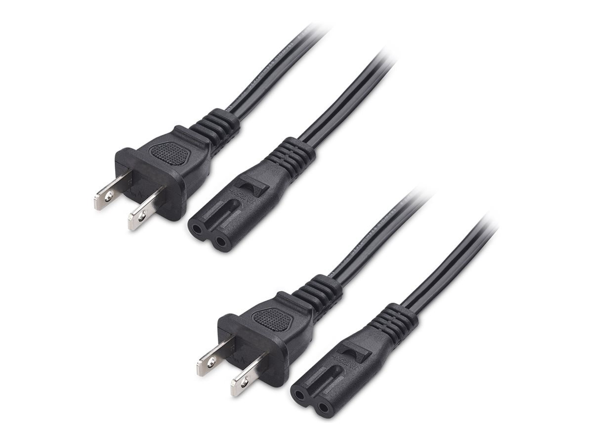 Cable Matters Nema 1-15P To Iec C7 2-Slot Non-Polarized Universal Replacement Power Cord, 10FT, 2-Pack