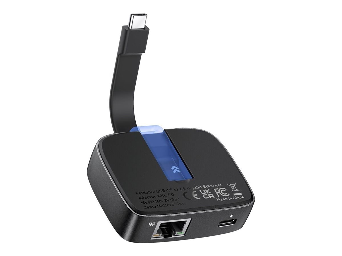 Cable Matters Foldable Usb-C To 2.5 Gigabit Ethernet Adapter With PD