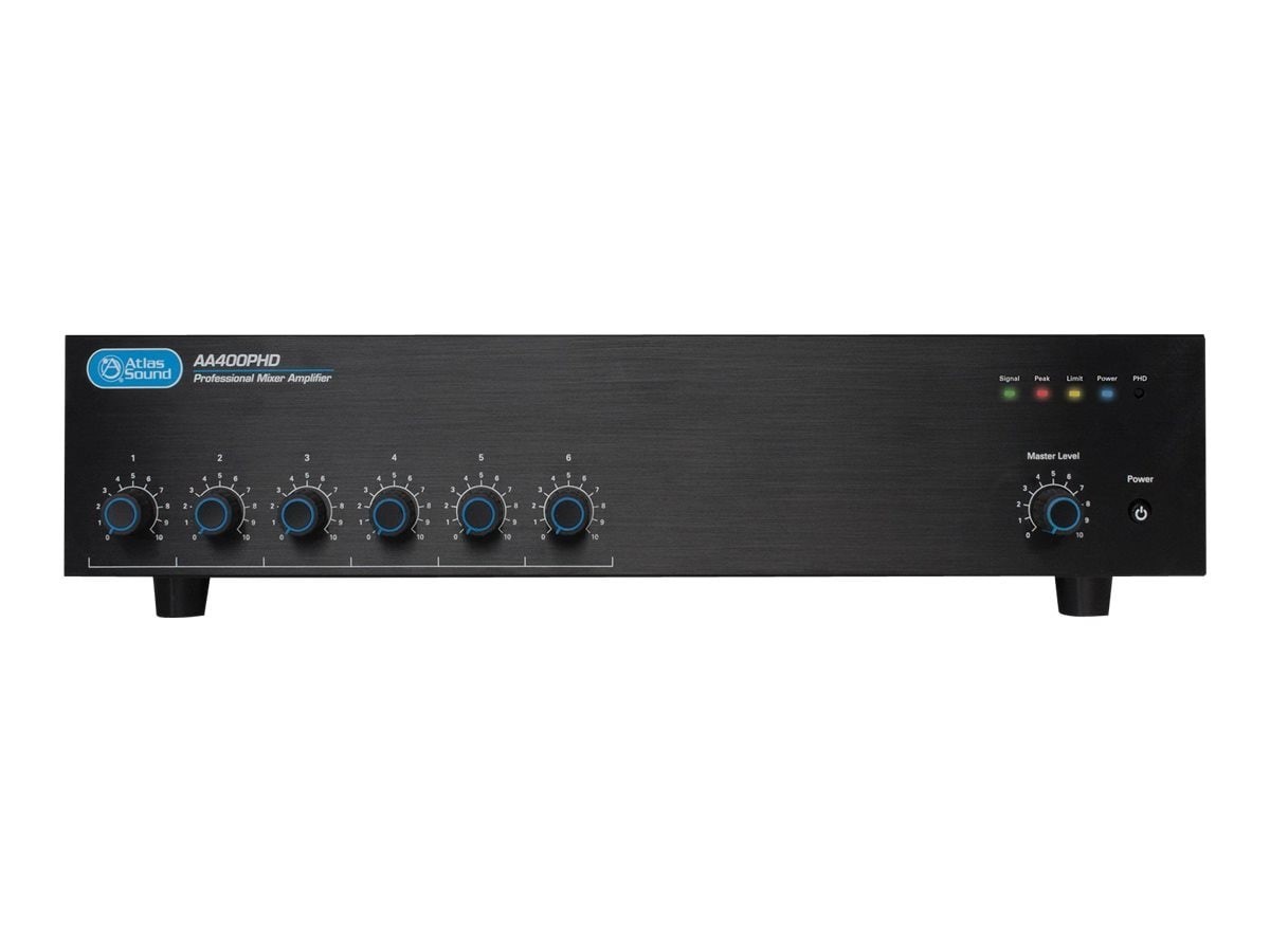 Atlas Sound 6-Input 400 Watt Mixer Amplifier With Automatic System Test Circuitry (PHD)
