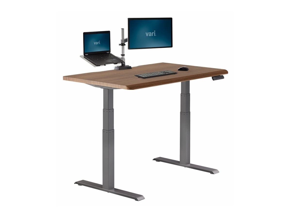Varidesk 48"X30" Electric Standing Desk With ComfortEdge, Walnut
