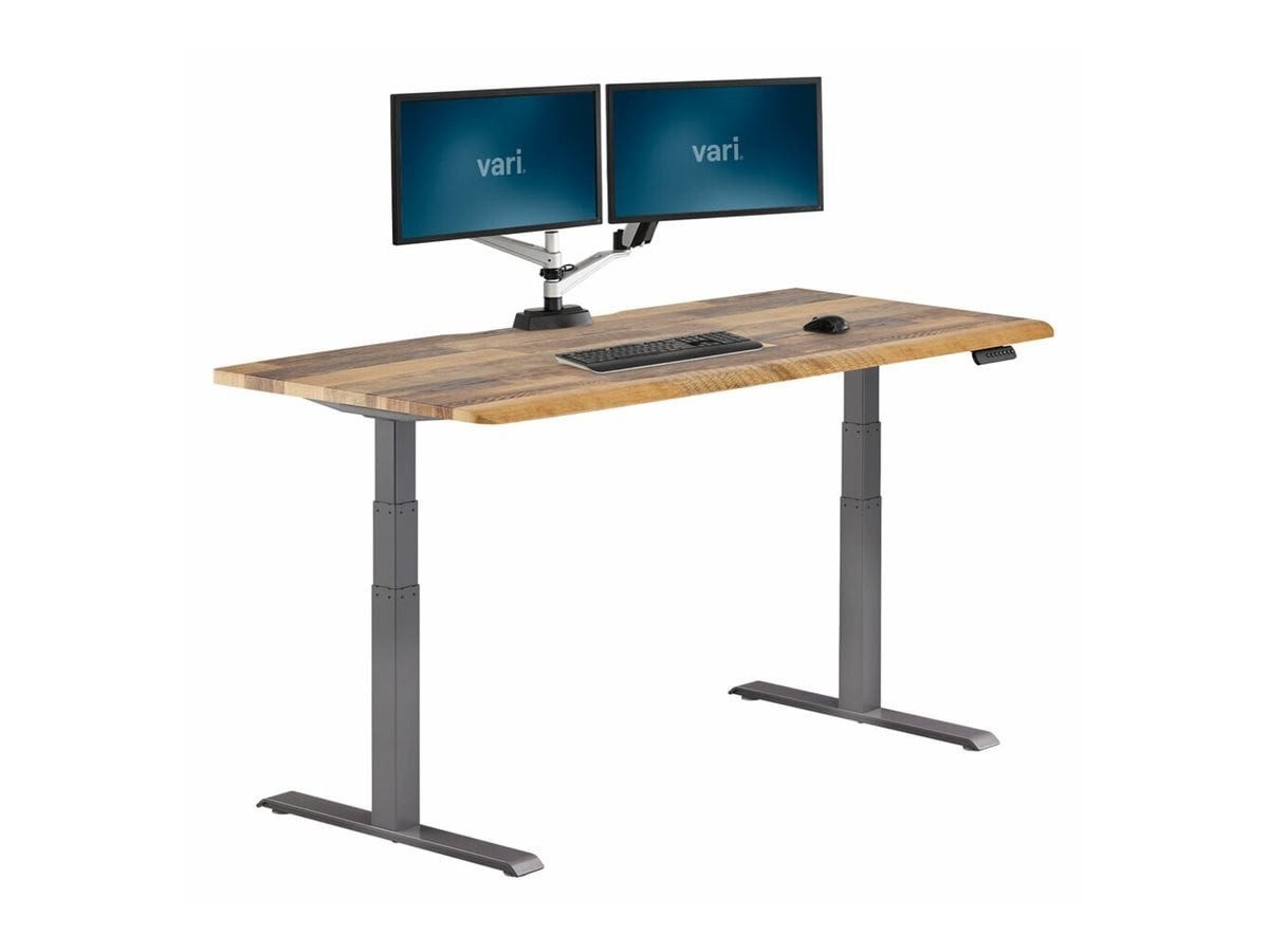Varidesk 72"X30" Electric Standing Desk With ComfortEdge, Reclaimed Wood