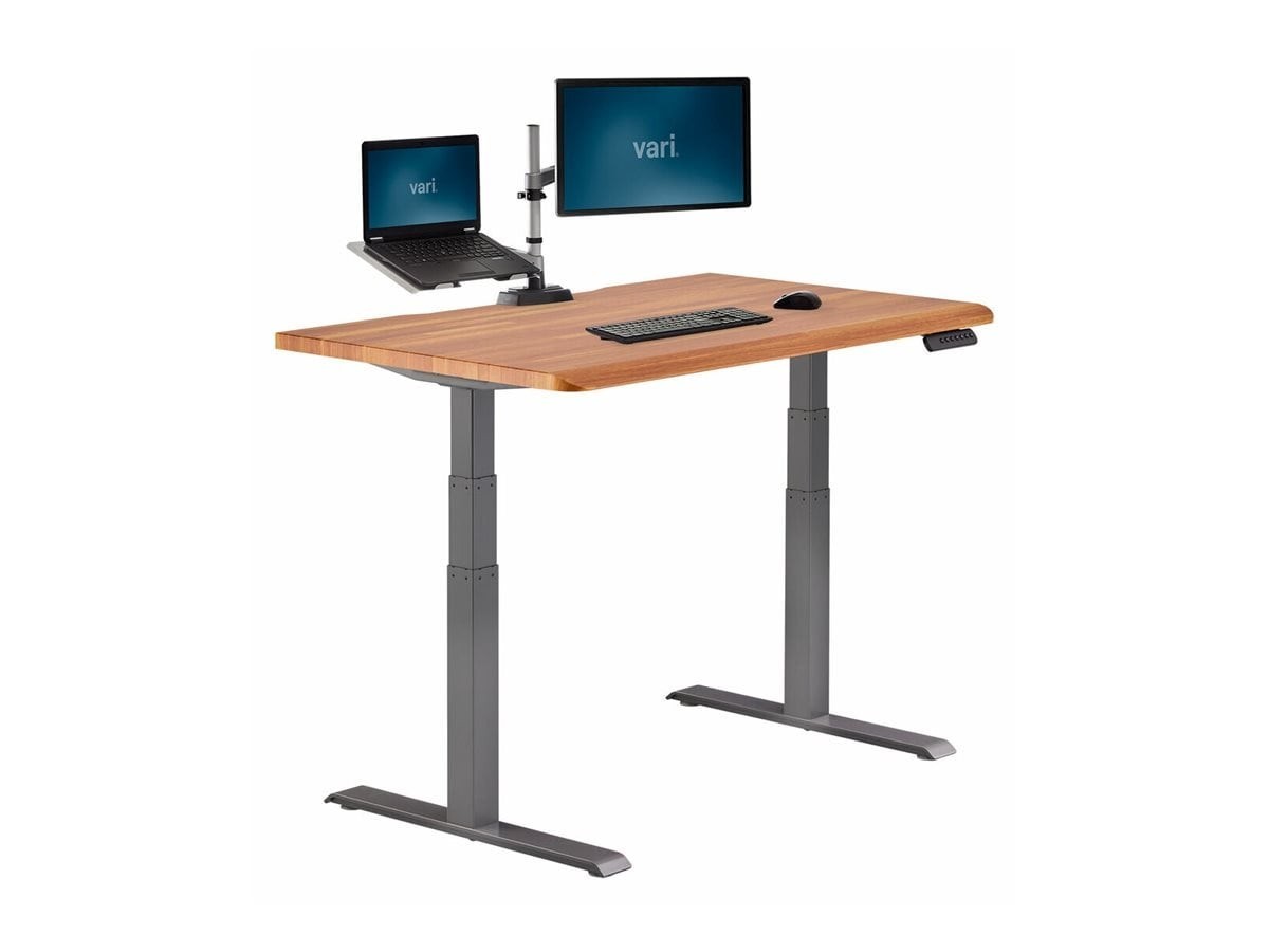Varidesk 48"X30" Electric Standing Desk With ComfortEdge, Butcher Block