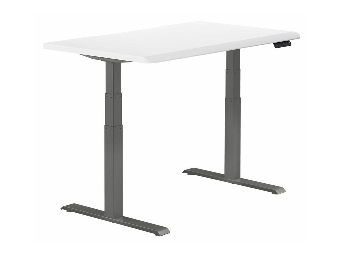 Varidesk 48"X30" Electric Standing Desk With ComfortEdge, White/Slate
