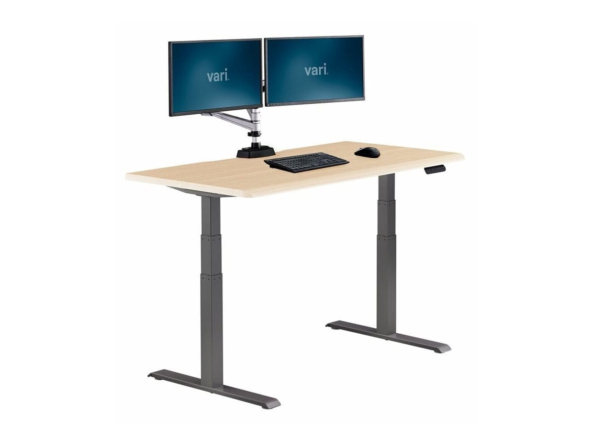 Varidesk 60"X30" Electric Standing Desk With ComfortEdge, Light Wood
