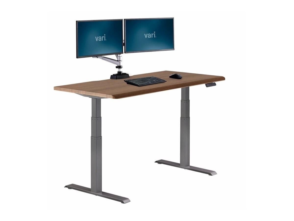 Varidesk 60"X30" Electric Standing Desk With ComfortEdge, Walnut