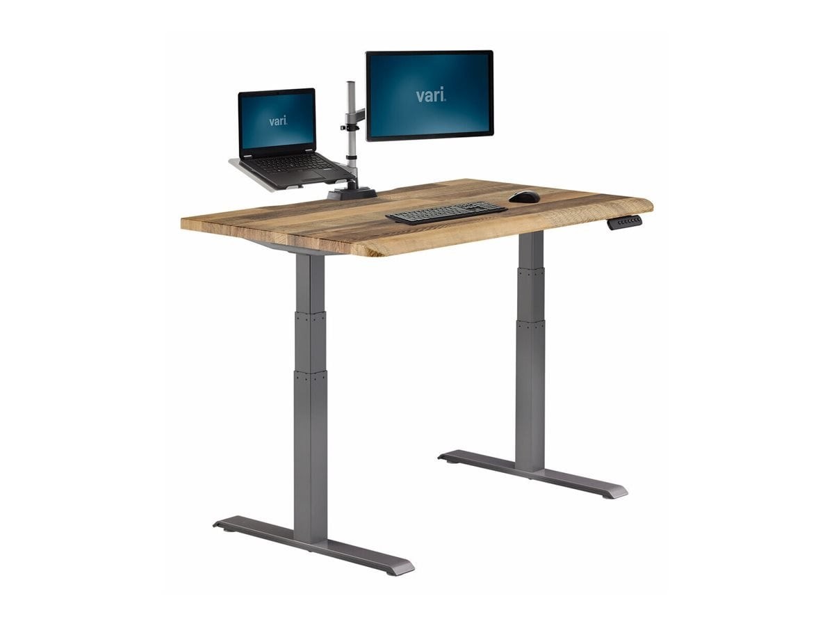 Varidesk 48"X30" Electric Standing Desk With ComfortEdge, Reclaimed Wood
