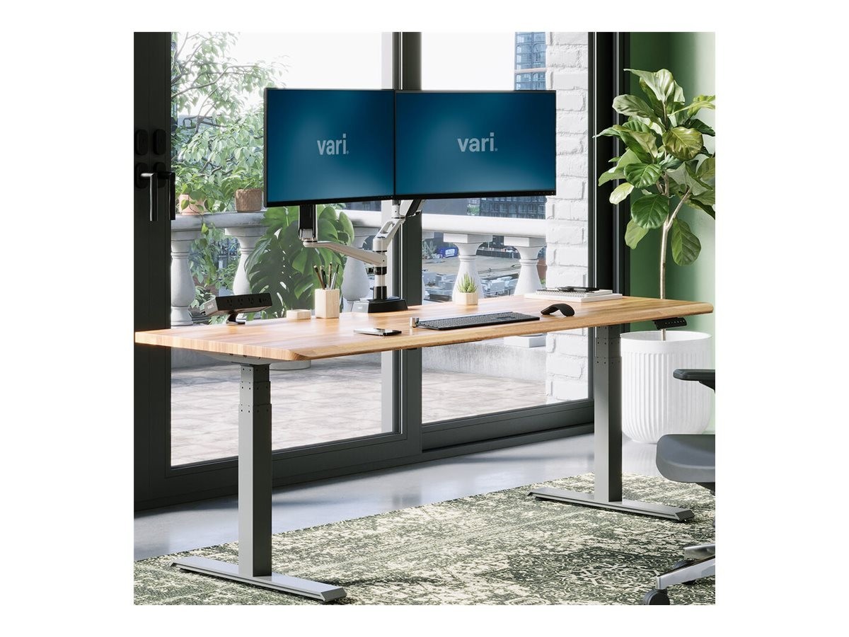 Varidesk 72"X30" Electric Standing Desk With ComfortEdge, Butcher Block