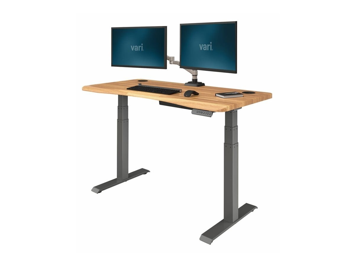 Varidesk 54"X26" Ergo Electric Standing Desk, Butcher Block