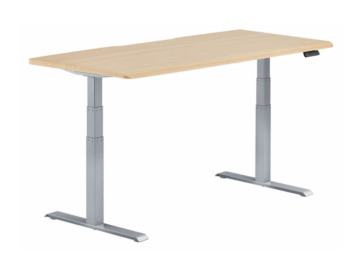 Varidesk 72"X30" Electric Standing Desk With ComfortEdge, Light Wood/Silver