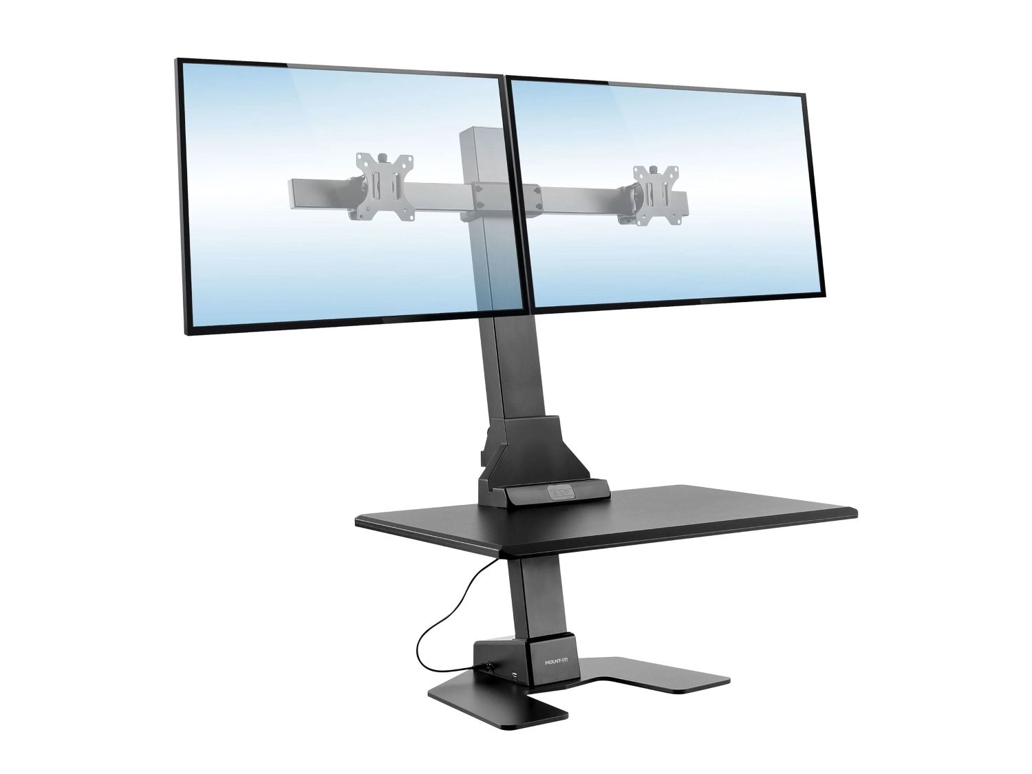 Mount-It! Electric Sit-Stand Desk Converter For Two 13"-32" Monitors