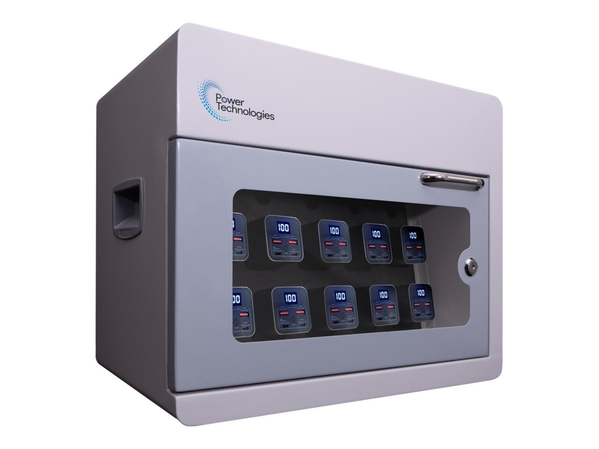 Power Technologies Anywhere Cart Powervault,10 Bay Secure Batte