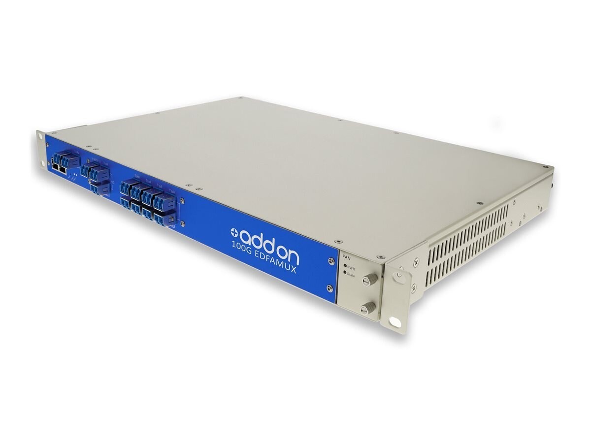 AddOn 8 Channel C-Band Active MUX EDFAs and Tunable Dispersion Compensator, ITU 100GHz, Channels 28-35, 8x100G, 80km, Power Budget 18dB (Link Engineering Req'd)