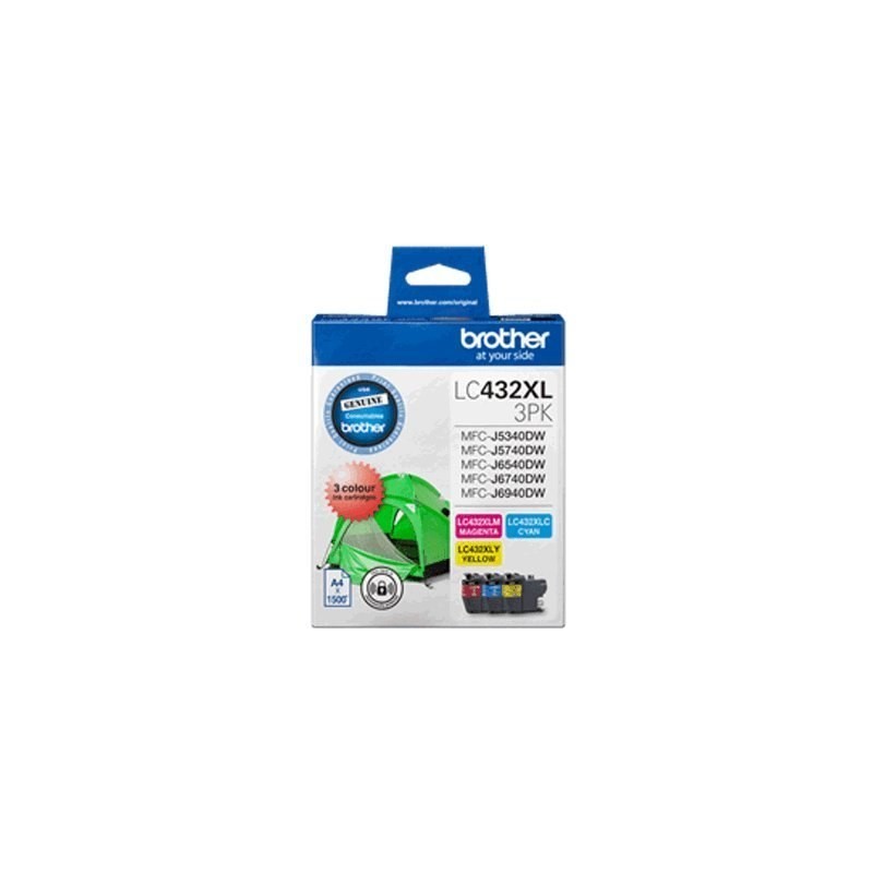 Brother LC432XL3PKS Original High Yield Inkjet Ink Cartridge - Magenta, Cyan, Yellow - 3 / Pack