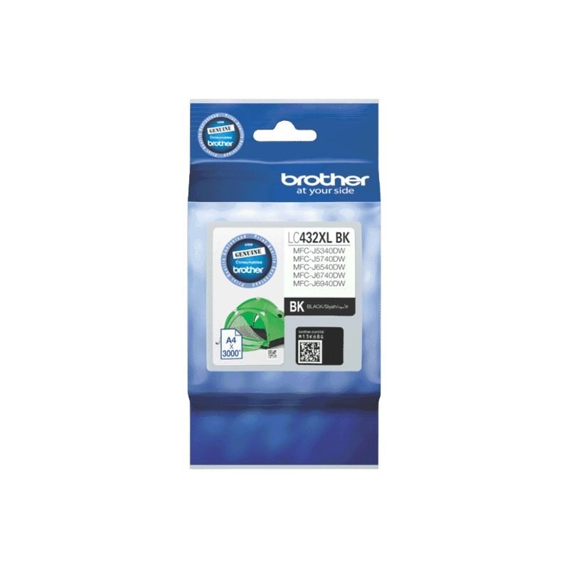 Brother LC432XLBK Original High Yield Inkjet Ink Cartridge - Single Pack - Black - 1 Pack