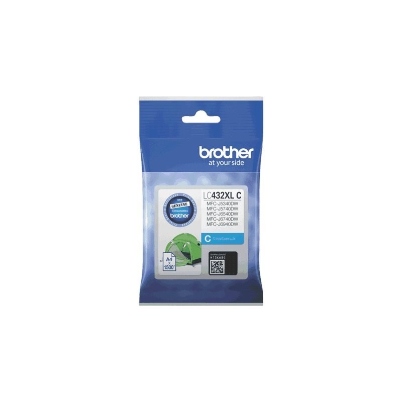 Brother LC432XLC Original High Yield Inkjet Ink Cartridge - Single Pack - Cyan - 1 Pack