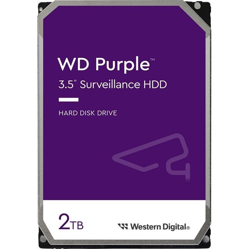 Western Digital WD 2TB Purple 3.5" Hard Drive, Sata Iii, 5400RPM, 256MB Cache, Surveillance Storage, Up To 64 Cameras, 3Y