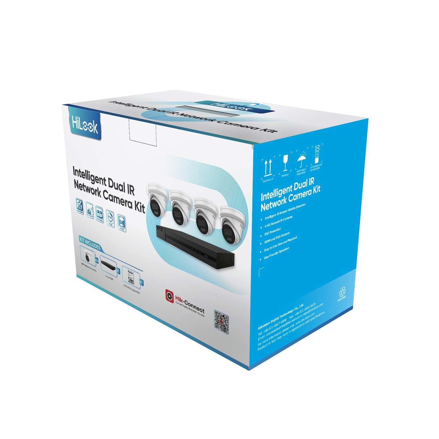 Hilook 4X4 6MP Kit: 4 X Ik-Ipc-T262hmu 2.8MM Cameras And 1 X Ik-104Mhc4p-2Tb NVR