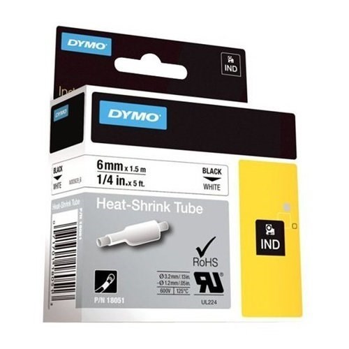 Dymo (SD18051) Heat Shrink Tube 6MM Black On White