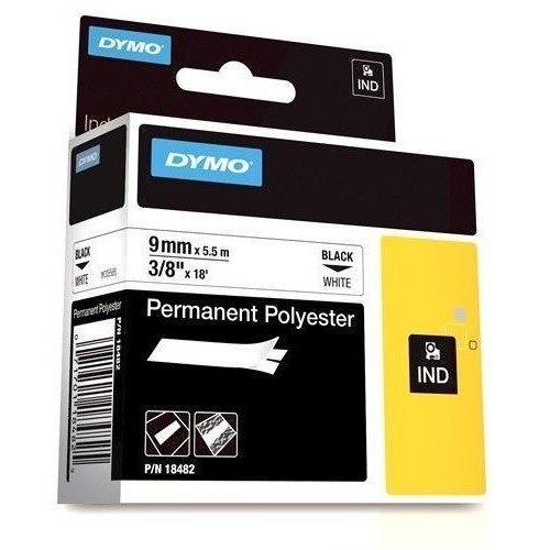 Dymo (SD18482) Permanent Polyester, 9MM - Black On White