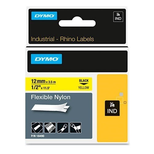 Dymo (SD18490) Flexible Nylon, 12MM - Black On Yellow