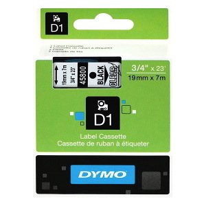 Dymo D1 (SD45800/S0720820) Label Cassette, 19MM X 7M - Black On Clear